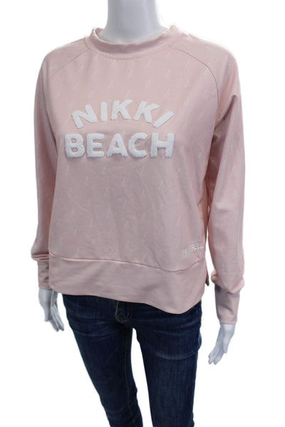 Nikki Beach Lifestyle Women Pullover Sweatshirts Pink Crew Neck Size M