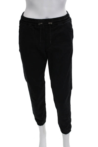 Zara Unisex Ankle Jogger Pants Black Drawstring Lyocell Cotton Size XS