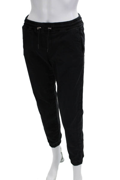 Zara Unisex Ankle Jogger Pants Black Drawstring Lyocell Cotton Size XS
