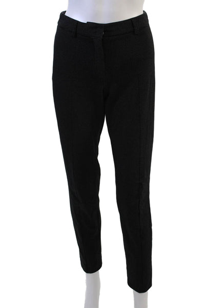 Akris Womens Ankle Dress Pants Black Polka Dot Viscose Hook Eye Size 4