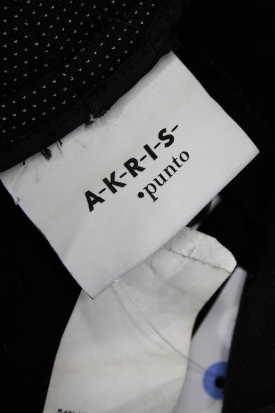 Akris Womens Ankle Dress Pants Black Polka Dot Viscose Hook Eye Size 4