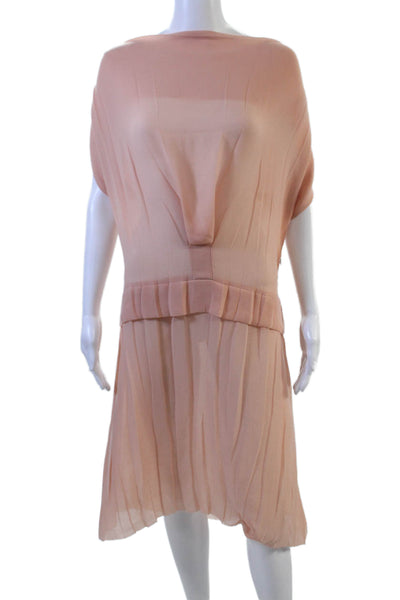 Crea Concept Women Shift Dress Pink Mid-Calf Hook & Eye Polyester Size S