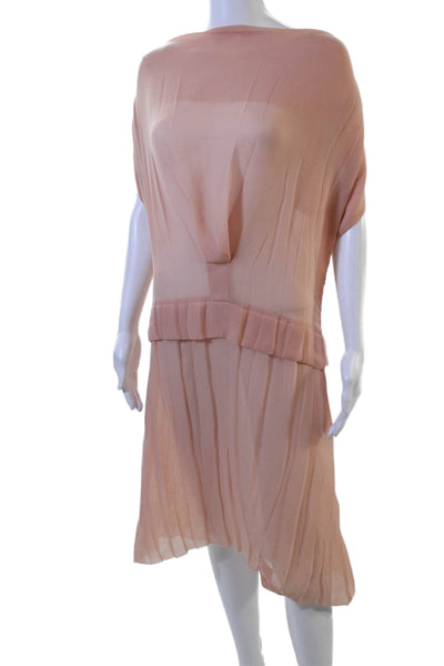 Crea Concept Women Shift Dress Pink Mid-Calf Hook & Eye Polyester Size S