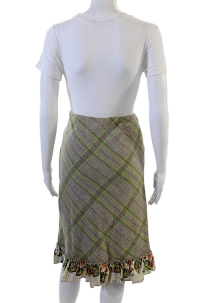Odille Anthropologie Women A-Line Plaid Wool Knee-Length Skirt Gray Size 2