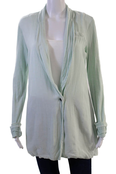 James Perse Womens Light Blue Cotton Lycra Blazer Long Sleeve Button Size 2