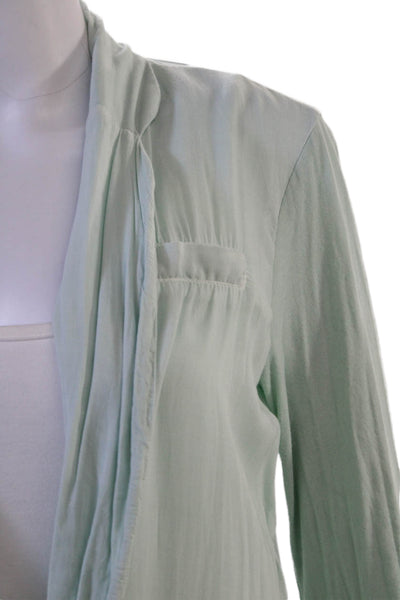 James Perse Womens Light Blue Cotton Lycra Blazer Long Sleeve Button Size 2