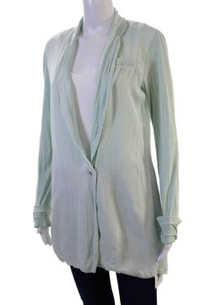 James Perse Womens Light Blue Cotton Lycra Blazer Long Sleeve Button Size 2