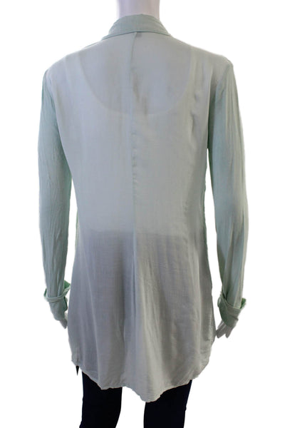 James Perse Womens Light Blue Cotton Lycra Blazer Long Sleeve Button Size 2