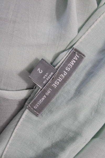 James Perse Womens Light Blue Cotton Lycra Blazer Long Sleeve Button Size 2