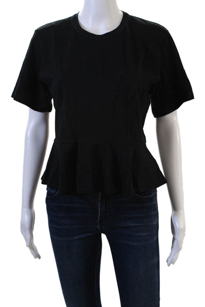 ALC Womens Black Supima Cotton Crew Neck Short Sleeve T-Shirt Designer Size S