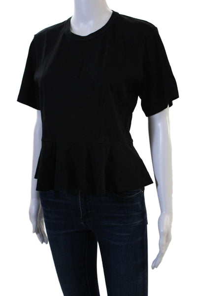 ALC Womens Black Supima Cotton Crew Neck Short Sleeve T-Shirt Designer Size S
