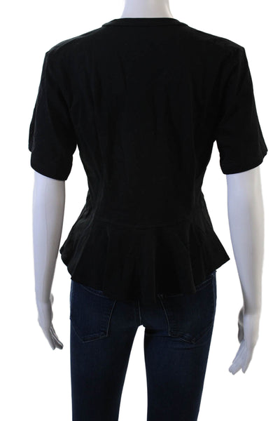 ALC Womens Black Supima Cotton Crew Neck Short Sleeve T-Shirt Designer Size S