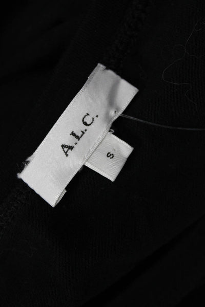 ALC Womens Black Supima Cotton Crew Neck Short Sleeve T-Shirt Designer Size S