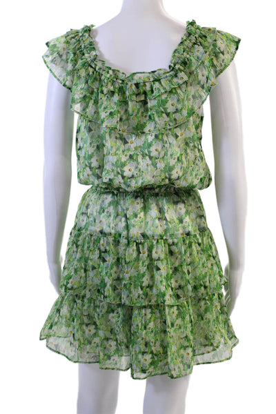 Lavender Brown Women Mini Blouson Floral Green Polyester Set Size S