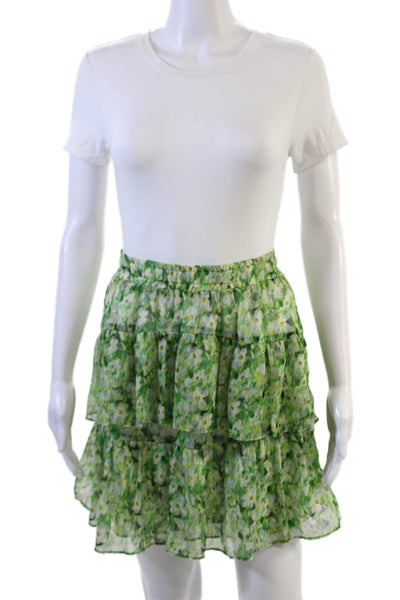 Lavender Brown Women Mini Blouson Floral Green Polyester Set Size S