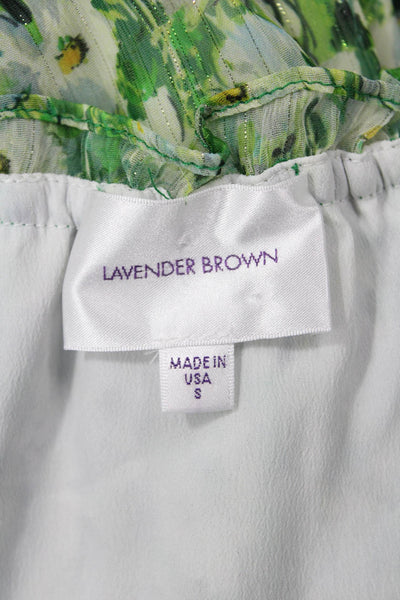 Lavender Brown Women Mini Blouson Floral Green Polyester Set Size S