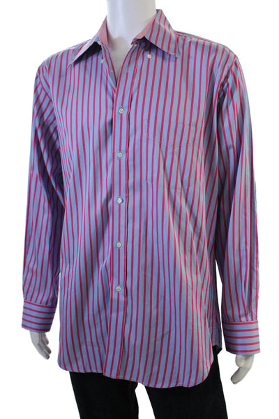 J. Mclaughlin Mens Button-Down Striped Long Sleeve Cotton Big & Tall Size L
