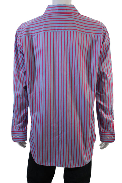 J. Mclaughlin Mens Button-Down Striped Long Sleeve Cotton Big & Tall Size L