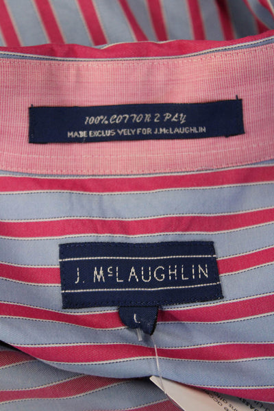 J. Mclaughlin Mens Button-Down Striped Long Sleeve Cotton Big & Tall Size L