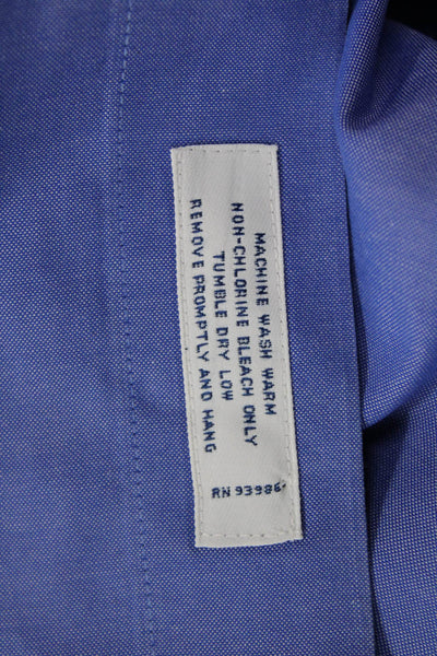 Brooks Brothers Mens Point Spread Cotton Dress Shirt Blue Long Sleeve Size L