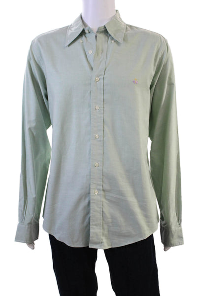 Brooks Brothers Mens Button-Down Collared Long Sleeve Solid Cotton Shirt Size L