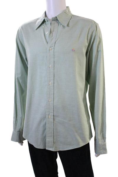 Brooks Brothers Mens Button-Down Collared Long Sleeve Solid Cotton Shirt Size L