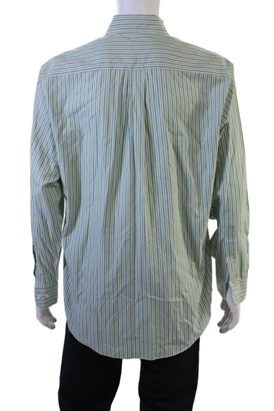 Brooks Brothers Mens Button-Down Long Sleeve Striped Blue Cotton Shirt Size M