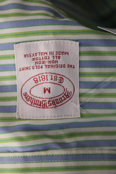 Brooks Brothers Mens Button-Down Long Sleeve Striped Blue Cotton Shirt Size M