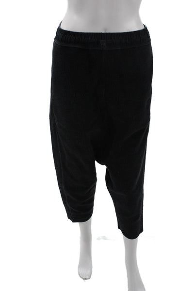 Oak Unisex Cropped Sweatpants Black 100% Cotton Drawstring Fall Size XS