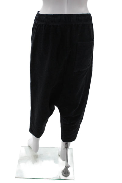 Oak Unisex Cropped Sweatpants Black 100% Cotton Drawstring Fall Size XS