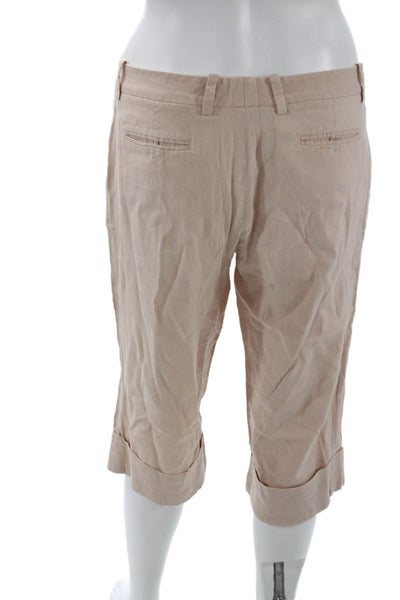 Robert Rodriguez Unisex Bermuda Chino Shorts 100% Silk Floral Beige Size 6