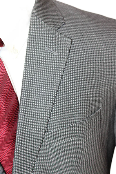 Ted Baker London Mens 2 Piece Gray Wool Geometric Suit Jacket Button Size 44