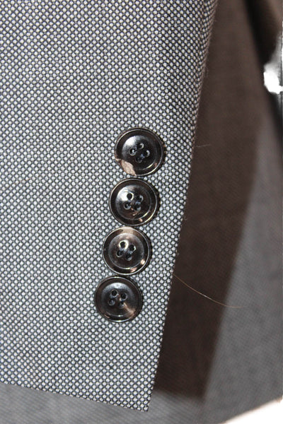 Ted Baker London Mens 2 Piece Gray Wool Geometric Suit Jacket Button Size 44
