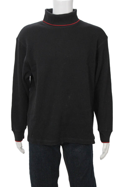 Banana Republic Mens Pullover Sweater Black Cotton Mock Neck Size XL