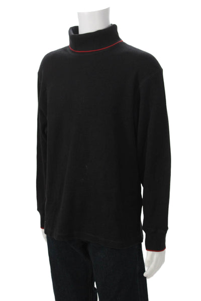 Banana Republic Mens Pullover Sweater Black Cotton Mock Neck Size XL