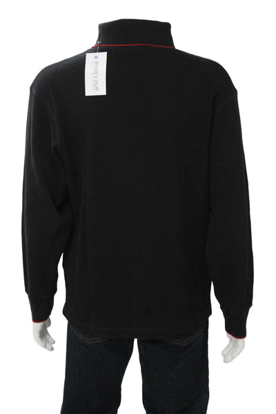 Banana Republic Mens Pullover Sweater Black Cotton Mock Neck Size XL