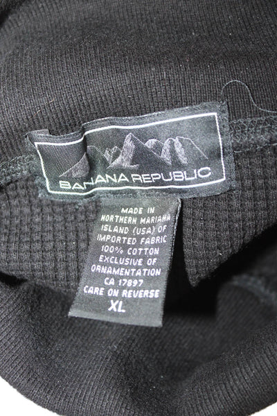 Banana Republic Mens Pullover Sweater Black Cotton Mock Neck Size XL