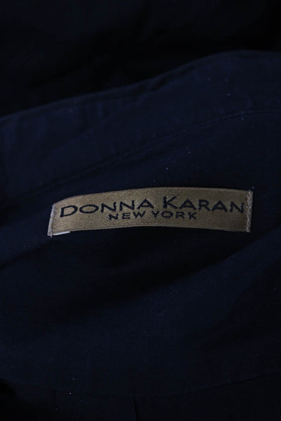Donna Karan New York Mens Black Cotton Band Collar Button-Up Shirt Size 16.5
