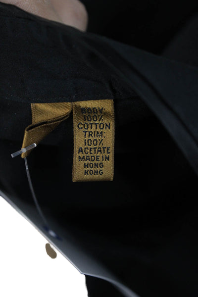 Donna Karan New York Mens Black Cotton Band Collar Button-Up Shirt Size 16.5
