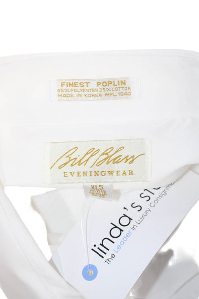 Bill Blass Men Point Collar White Dress Shirt Big Tall Size 17.5