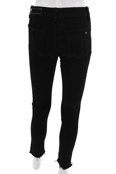Rag & Bone Jean Women Skinny Ankle Jeans Black Mid-Rise Button Size 25