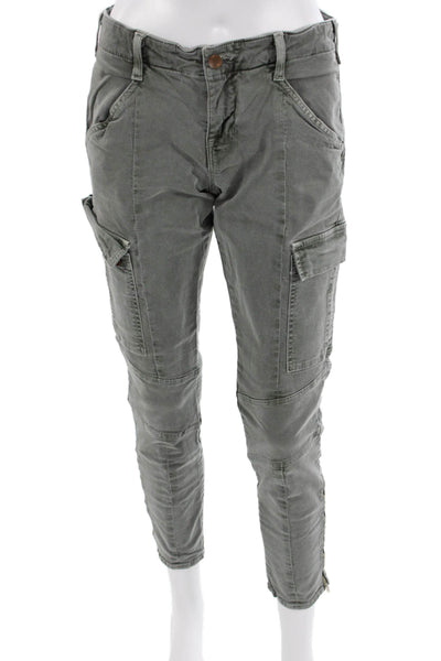 J Brand Womens Cropped Cargo Pants Gray Button 25in Inseam Size 29