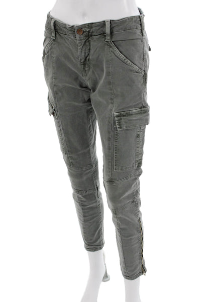 J Brand Womens Cropped Cargo Pants Gray Button 25in Inseam Size 29