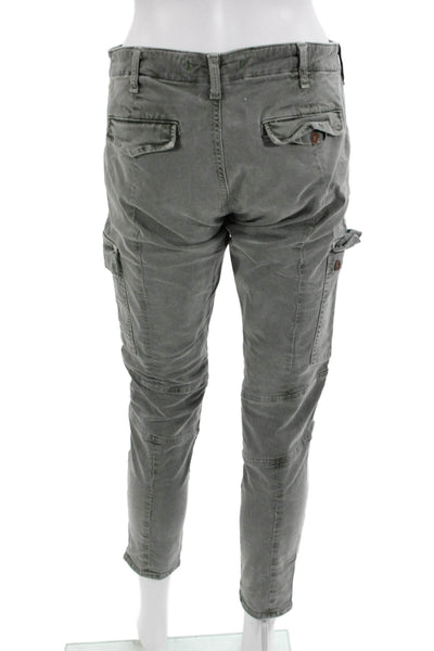 J Brand Womens Cropped Cargo Pants Gray Button 25in Inseam Size 29