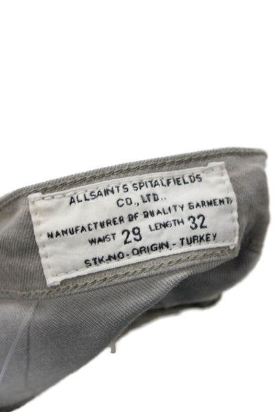 Allsaints Unisex Gray Cotton Army Pants Button Closure Size 29