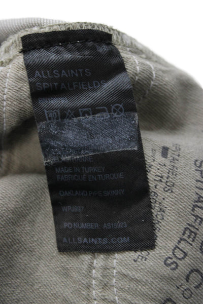 Allsaints Unisex Gray Cotton Army Pants Button Closure Size 29