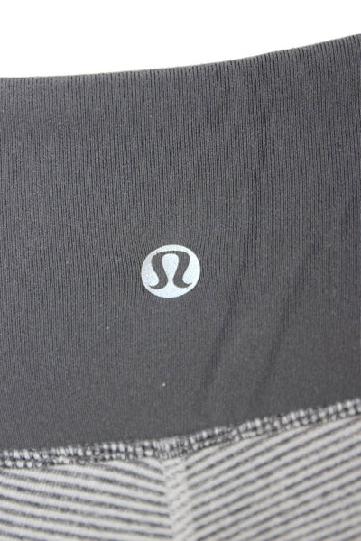 Lululemon Women Capri Cropped Leggings Black Nylon Striped Size 6