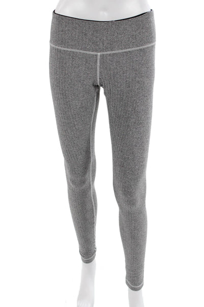 Lululemon Womens Ankle Leggings Gray Herringbone Nylon Size 6