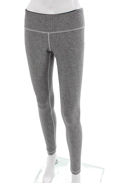 Lululemon Womens Ankle Leggings Gray Herringbone Nylon Size 6