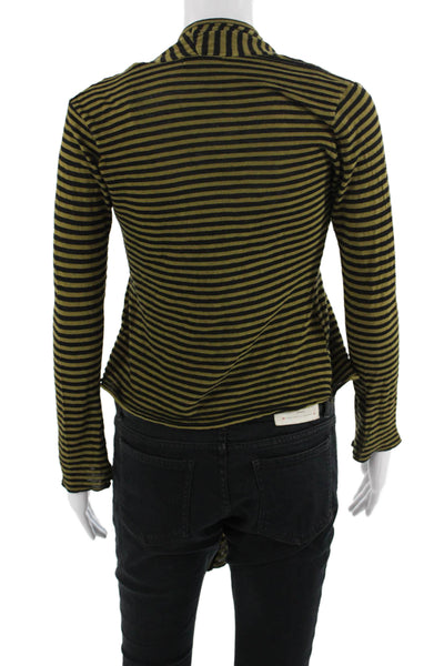 Velvet Women Black Striped Long Sleeve Bohemian Blouse Polyester Cotton Size M